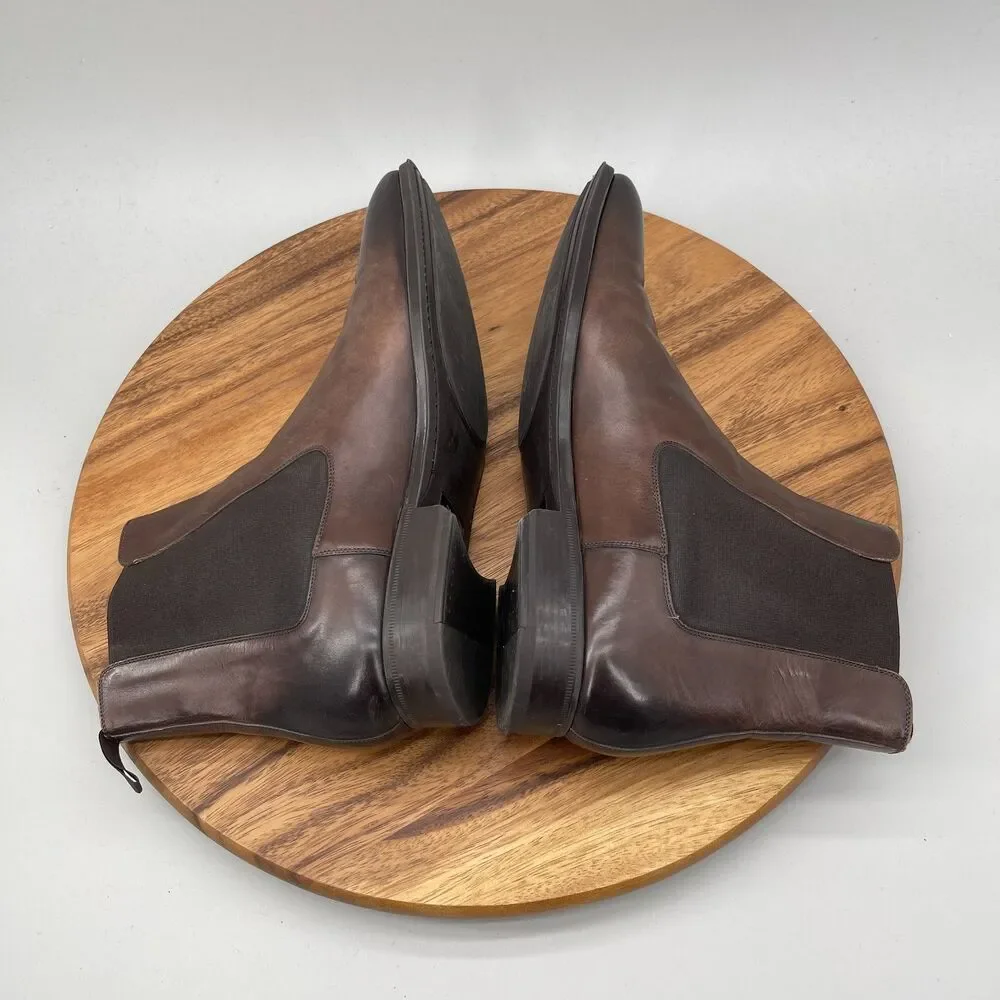 Magnanni Boots Mens Size 11 M Brown Leather Chelsea Ankle Almond Toe Going Out